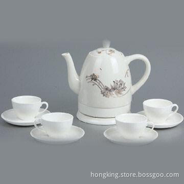 Ceramic Electric Kettle Set with 1.5L Capacity, Natural and Food-safe